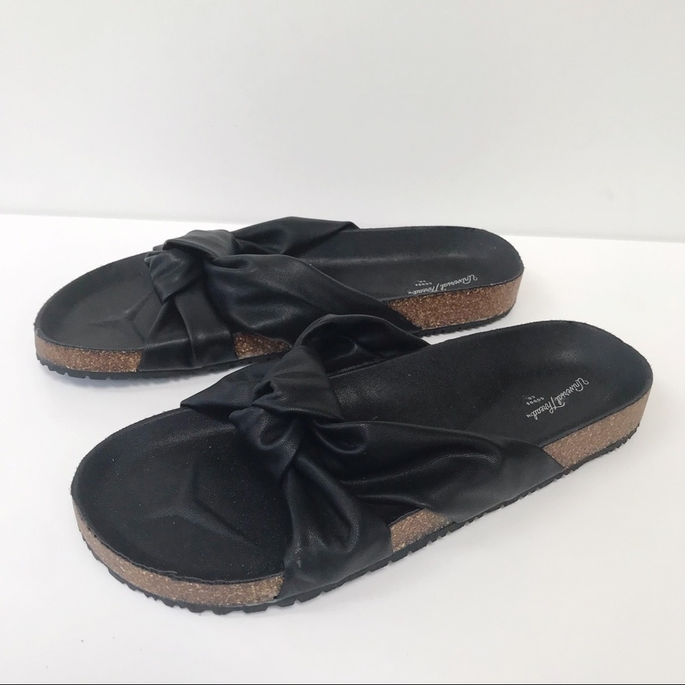 🌺UNIVERSAL THREAD JUNIE Knot Footbed Slides-Black - Picture 2 of 7